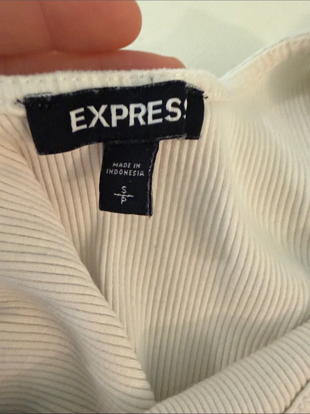 Express Ribbed Scoop Neck Short Sleeve Bodysuit in Off-White - Picture 2 of 4